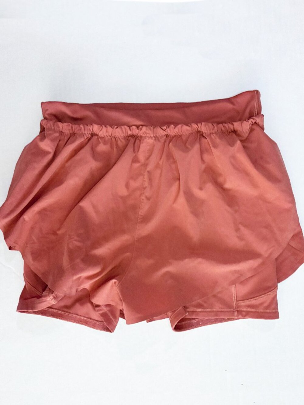 Athleta Mile Marker 2-in-1 Running Shorts - Rust Copper Orange - Size Medium M